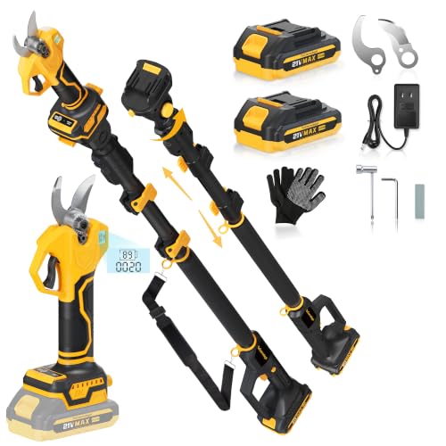 Image of 2-in-1 Cordless Pole Pruner, 2.2 inch Opening Electric Shears, 2x2.0Ah Battery