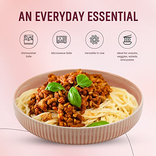 American Atelier 9-Inch Pasta Bowl (Set of 4) - 42 oz Wide Shallow Porcelain Low Dinner Bowls, Stylish & Modern Dinnerware for Serving at Home, Restaurants, First Apartment, College Dorms (Blush) by American Atelier - Image 4