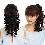 Pelucas europeas y americanas peluca femenina rizada cola de caballo falsa Natural esponjosa corbata corto pelo rizado peluca de cola de caballo negro