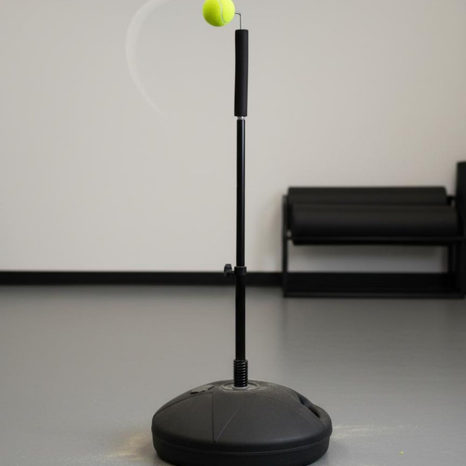 Tennis Allenatore Tennis Rebounder Portatile Ritorno Palla Collo Molla Acciaio Palo Telescopico Regolabile Base Riempibile Strumento Esercizi Footwork