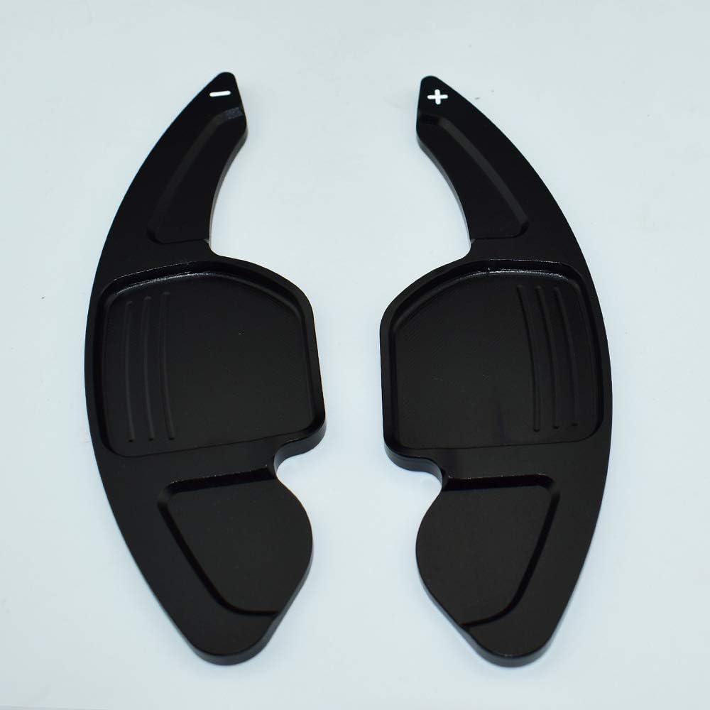 2Pcs Car Steering Wheel Aluminum Paddle Shift Extend Extension Shifter Compatible with Au-di A3 S3 A4 S4 B8 A5 S5 A6 S6 A8 R8 Q5 Q7 TT-Black
