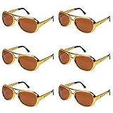 Ocean Line Elvis Glasses - 50's Rockstar Aviator Sunglasses, Funny Party Costume Shades for Celebrity (6 Pairs)