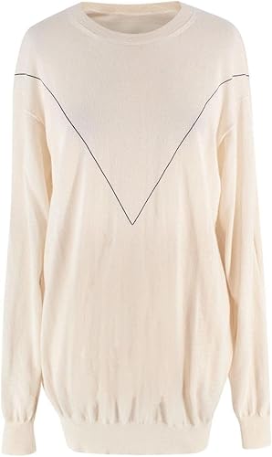 Celine Crema Jersey de Cachemira con Detalle Geométrico de Segunda Mano