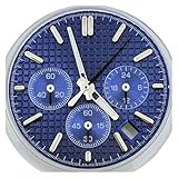 Generico ﻿ 31,8 mm C3 orologio al quarzo verde luminoso VK63 quadrante bianco nero cinturino adatto movimento parti di modificate(Blue B)
