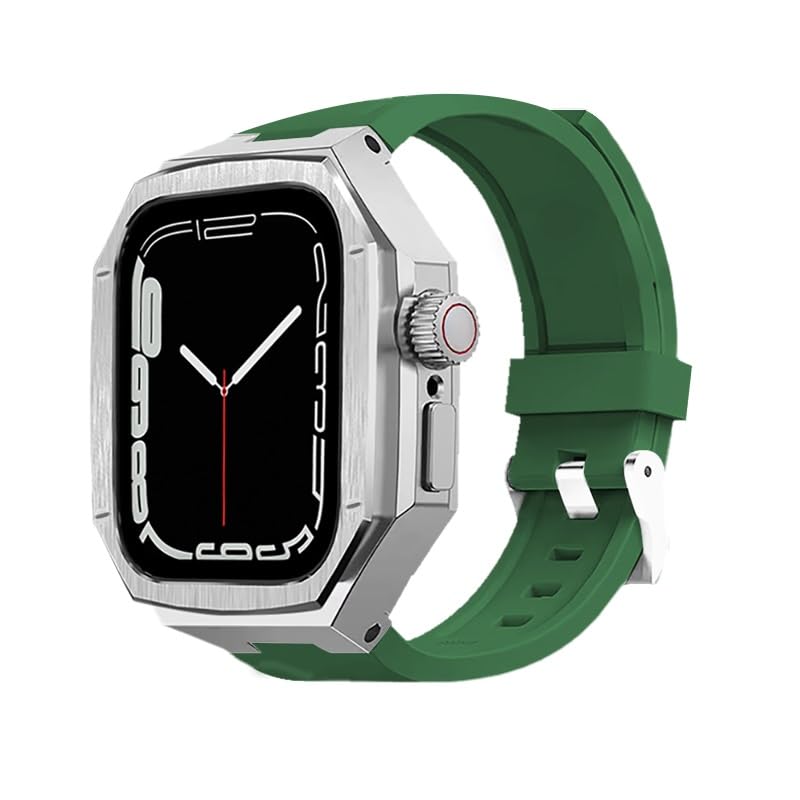 Boîtier en acier inoxydable pour Apple Watch S10 et bracelet en caoutchouc