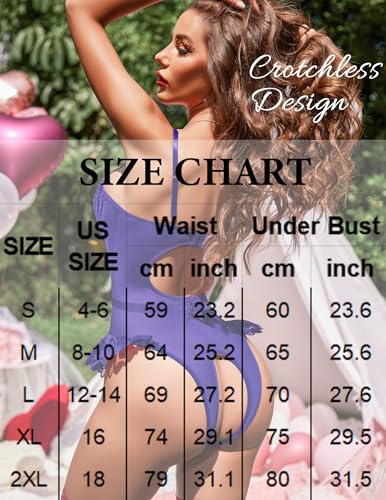 Image of Avidlove Lingerie for Women Mesh Lace Bodysuit Sexy Wireless Garter Lingerie Set Teddy Lingerie(No Stockings)