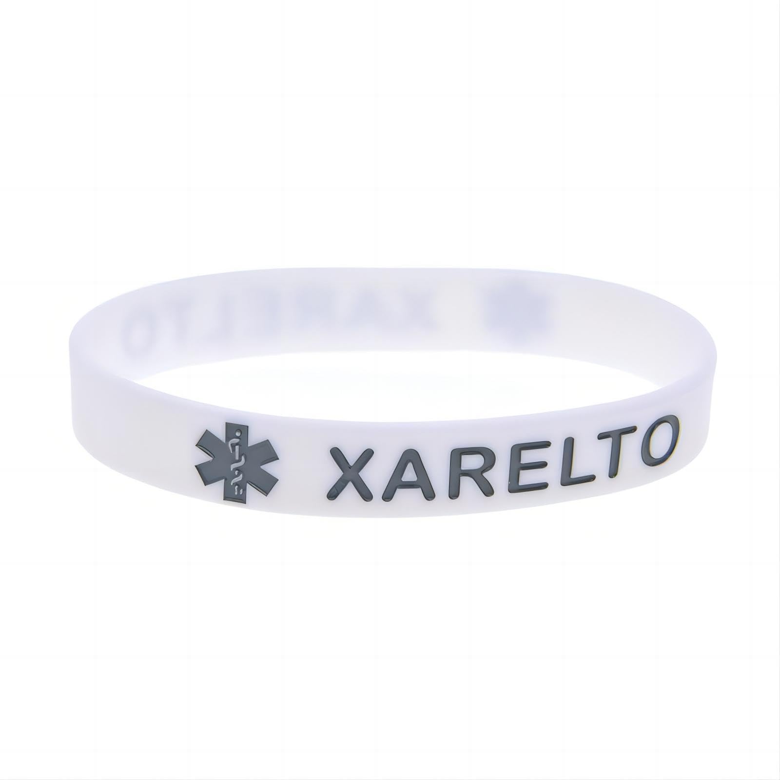 Pulseras de silicona XARELTO de alerta médica, elásticas, para hombres y mujeres, talla única
