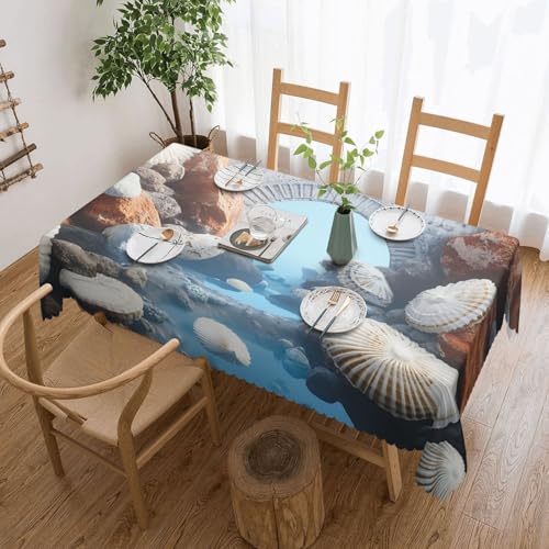 Nappe rectangulaire en tissu haut de gamme motif coquillages chic - 2