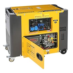 Pro-Lift-Montagetechnik Stroomgenerator Silent Diesel Generator Aggregaat 5,5 kW 230 V E-starter noodstroomaggregaat 5500 W luchtgekoelde stroomgenerator wielen