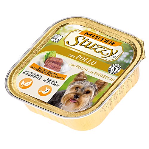 Stuzzy Mister Nassfutter für ausgewachsene Hunde, Geschmack Huhn, Pastete und Fleisch in Stücken, insgesamt 3,3 kg (22 Becher x 150 g)