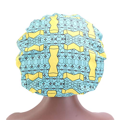 Women Large Satin Bonnet with Adjustable Buckle, Double Layer, Boho Pattern Shower Sleep Cap for Hair Cover (triangle)
