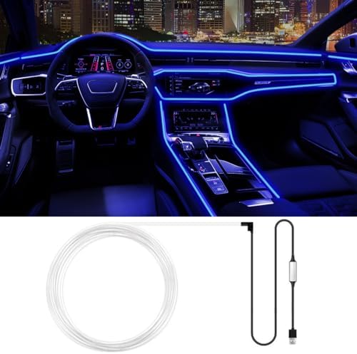 Interior Car LED Strip Lights, Multicolor Neon Wire Car Lighting Ambient Lighting Kit, USB Fiber Optics Light Accessories for Car Center Console & Dashboard Decorations