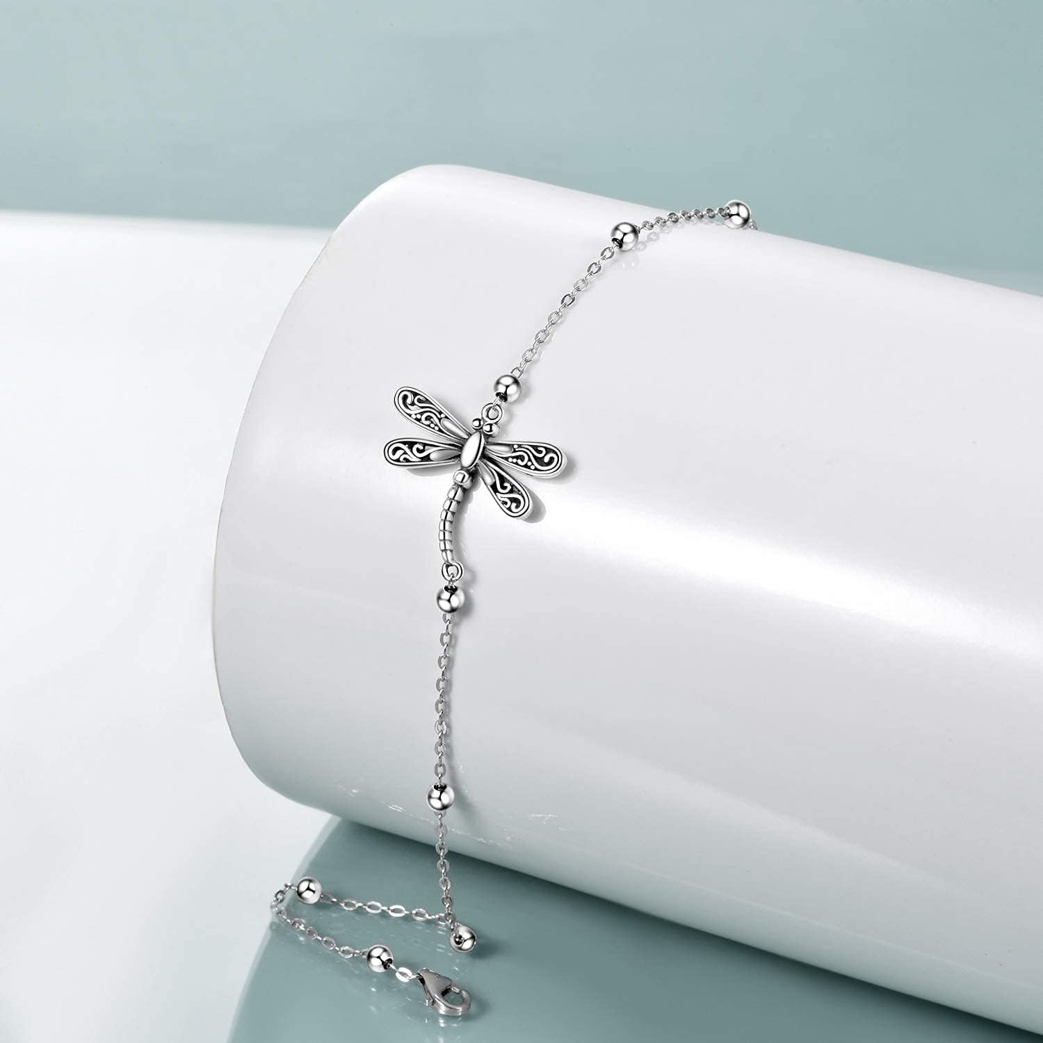 ONEFINITY Dragonfly Anklet and Earrings Set Sterling Silver Dragonfly Ankle Bracelet Dragonfly Jewelry for Women Gifts
