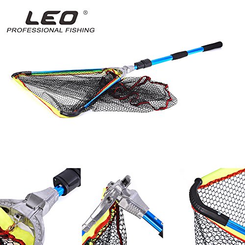 Leo Foldable Collapsible Telescopic Fishing Net Durable Strong Safe Catch and Release Fish Landing Net - Thumbnail 6