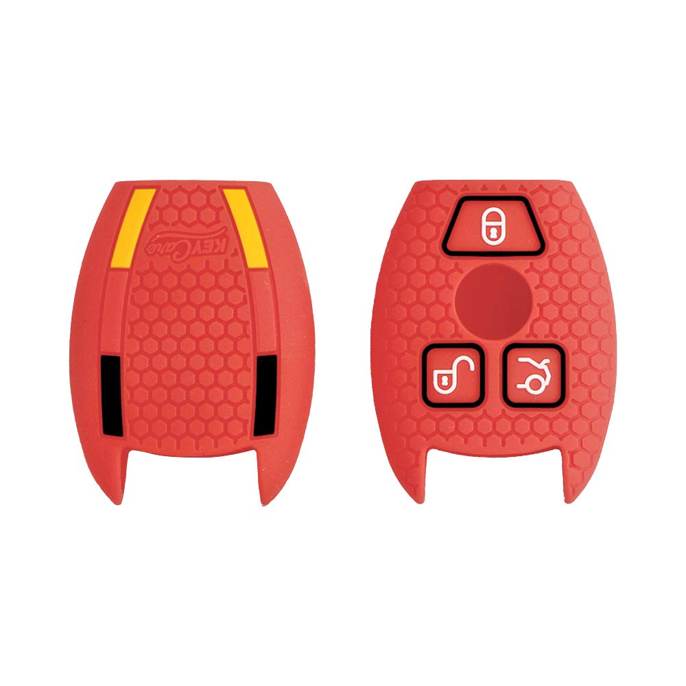 Keycare Silicone Key Cover for E Class, G Class, C Class, S Class C E M S CLS CLK GLK GLC G Class 3 Button Smart Key (Red)