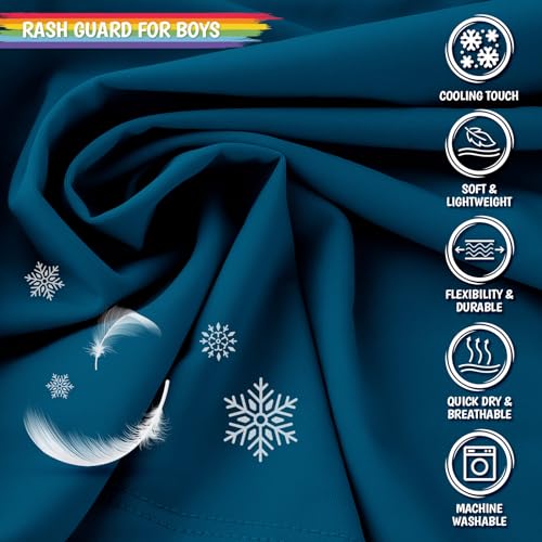 Image of Boy's UPF 50 Rash Guard Swim Shirts Short Sleeve Sun Protection SPF Fishing Surfing Water Beach Shirts Quick Dry