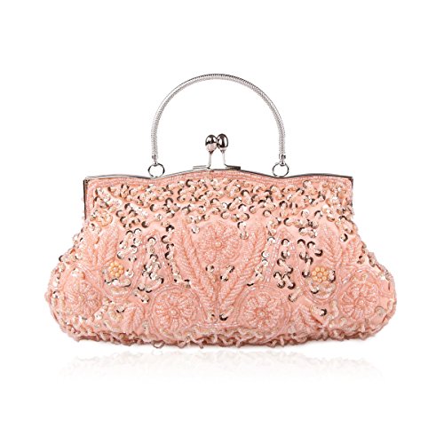 VENI MASEE collection antique floral rocaille/perle/Sequin doux embrayage sac de soirée, perle de rocaille exquis paillettes feuille soirée embrayage sac à main sac à main, cadeau idées-couleurs diver Cover