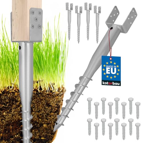 KOTARBAU® 4 uds. U Postes de anclaje para atornillar 100x720mm acero galvanizado Funda de impacto Funda de impacto para suelo Poste base Perno en U Anclaje de tierra Punta de tierra Punta para poste