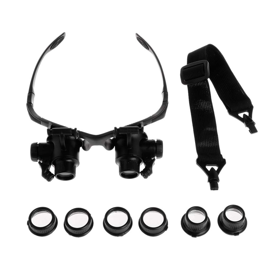 Glasses Magnifier 10x 15x 20x 25x LED Double Eyes Jewelry Loupe Eyeglass Tools and