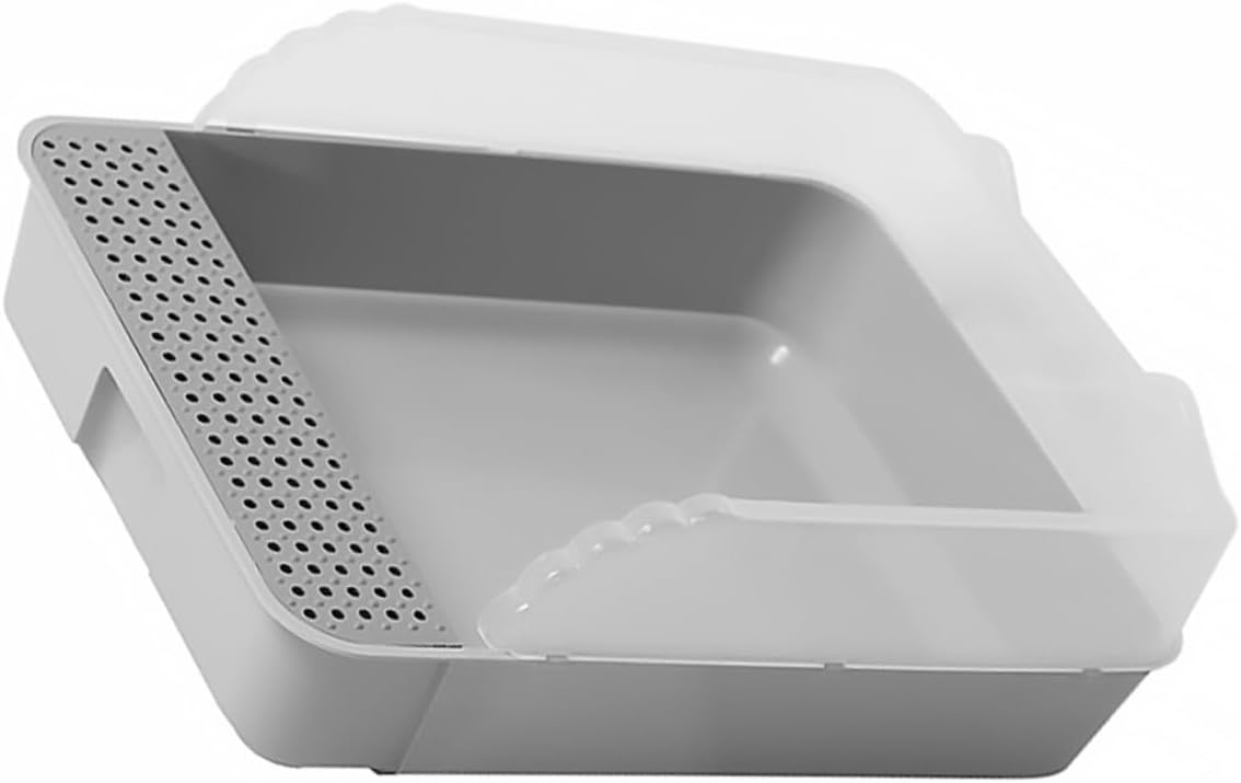 Cat Litter Box for Kittens Semi-Enclosed Detachable Design for Easy Cleaning Grey Material for Indoor Use