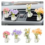 CusDusk 4 Pack Flowers Car Vent Clips, Cute Daisy Plants Vase Air Conditioning Outlet Clip with Fragrance Pads, Charm Scent Perfume Automotive Interior Decorations for Women
