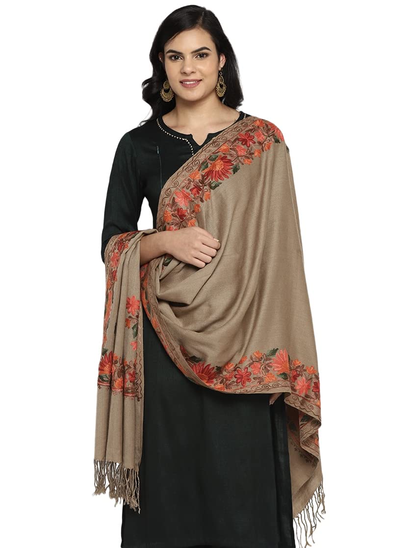 ZamourKashmiri Shawl Stole for Women, Pashmina Feel Woolen Embroidery Chinar Shawls for Winter, 30 x 80 inches Wraps