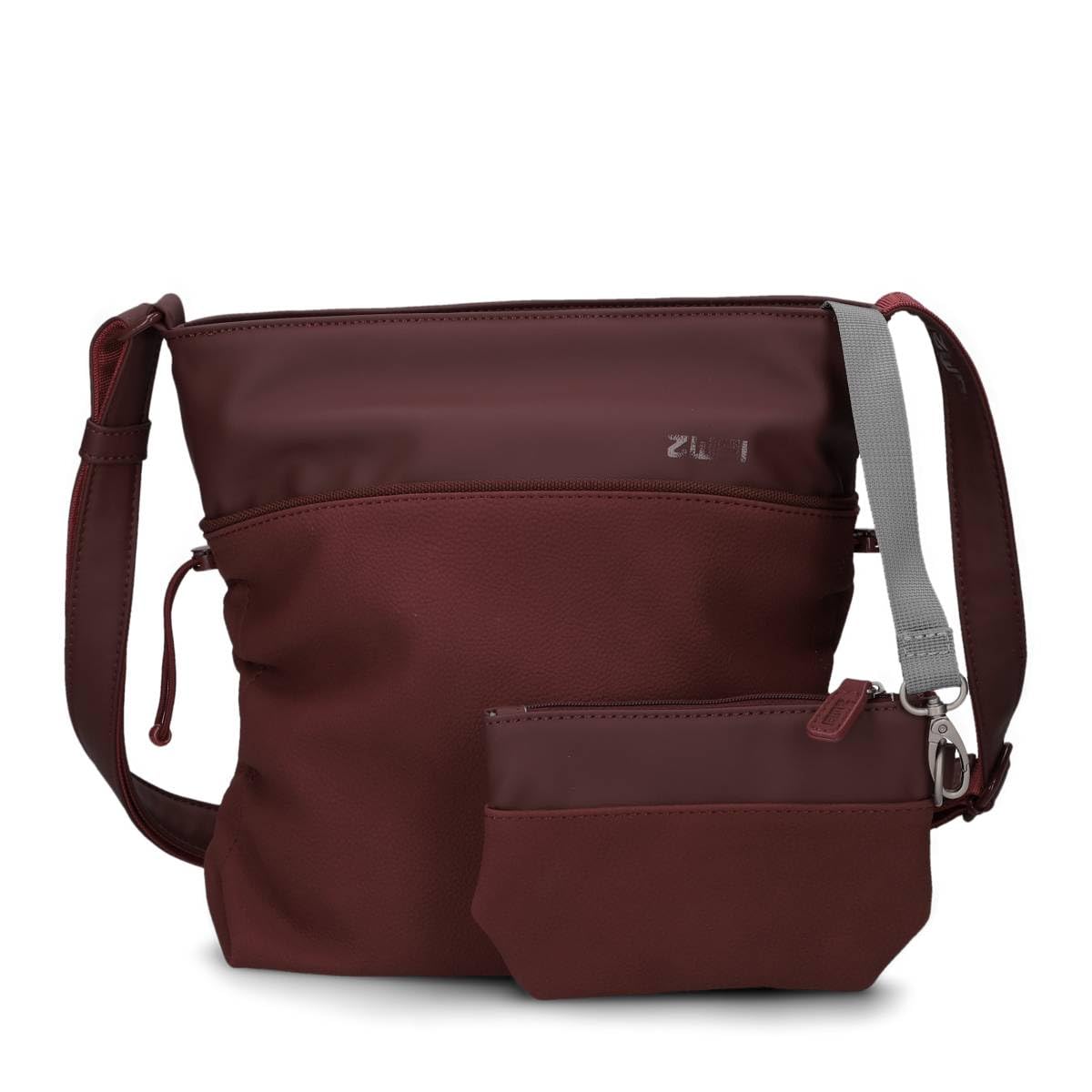 Zwei Damen Umhängetasche JANA J100 | 5 Liter Handtasche mit verstellbarem Gurt | Beuteltasche mit seitlicher Raffung | wasserfestes Kunstleder | inkl. Kosmetikbeutel im Set
