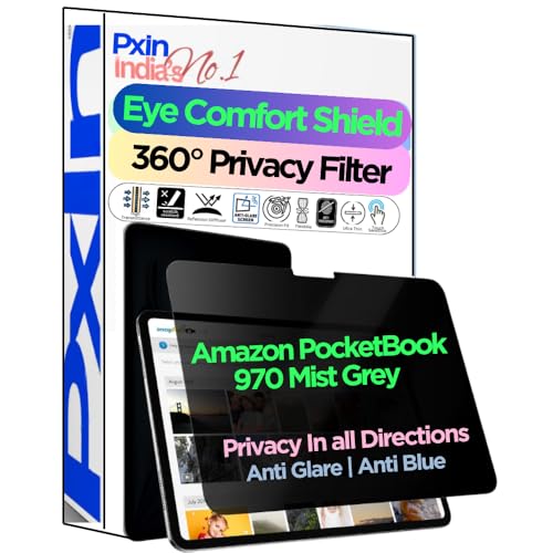 Image of PxIn Tablet Privacy Screen Guard compatible with Amazon PocketBook 970 Mist Grey | No.1 | Anti Glare | Anti Blue Light | Anti UV | 4 Way Privacy Filter | 360 Privacy | Eye Protect