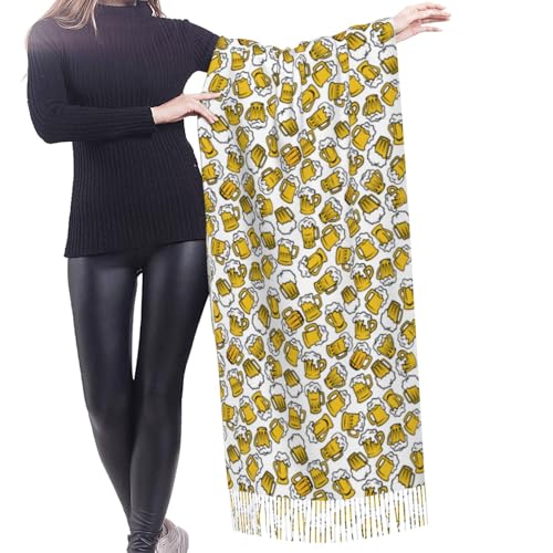 VOSERY Womens Scarf Pashmina Shawls Wraps - Beer print A Fashion Scarves Fall Winter Large Blanket Scarf4