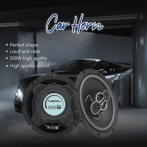 TUMAN Pro 6.5'' Car Speakers, 500 Watt Max 4-Way Coaxial Speakers, Professional Sound Stereo, No Distortion, Mylar Tweeter (1 Pair)