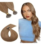 TESSHAIR 16 Inch Nano Bead Hair Extensions Human Hair, Nano Ring Hair Extension 100% Real Human H...