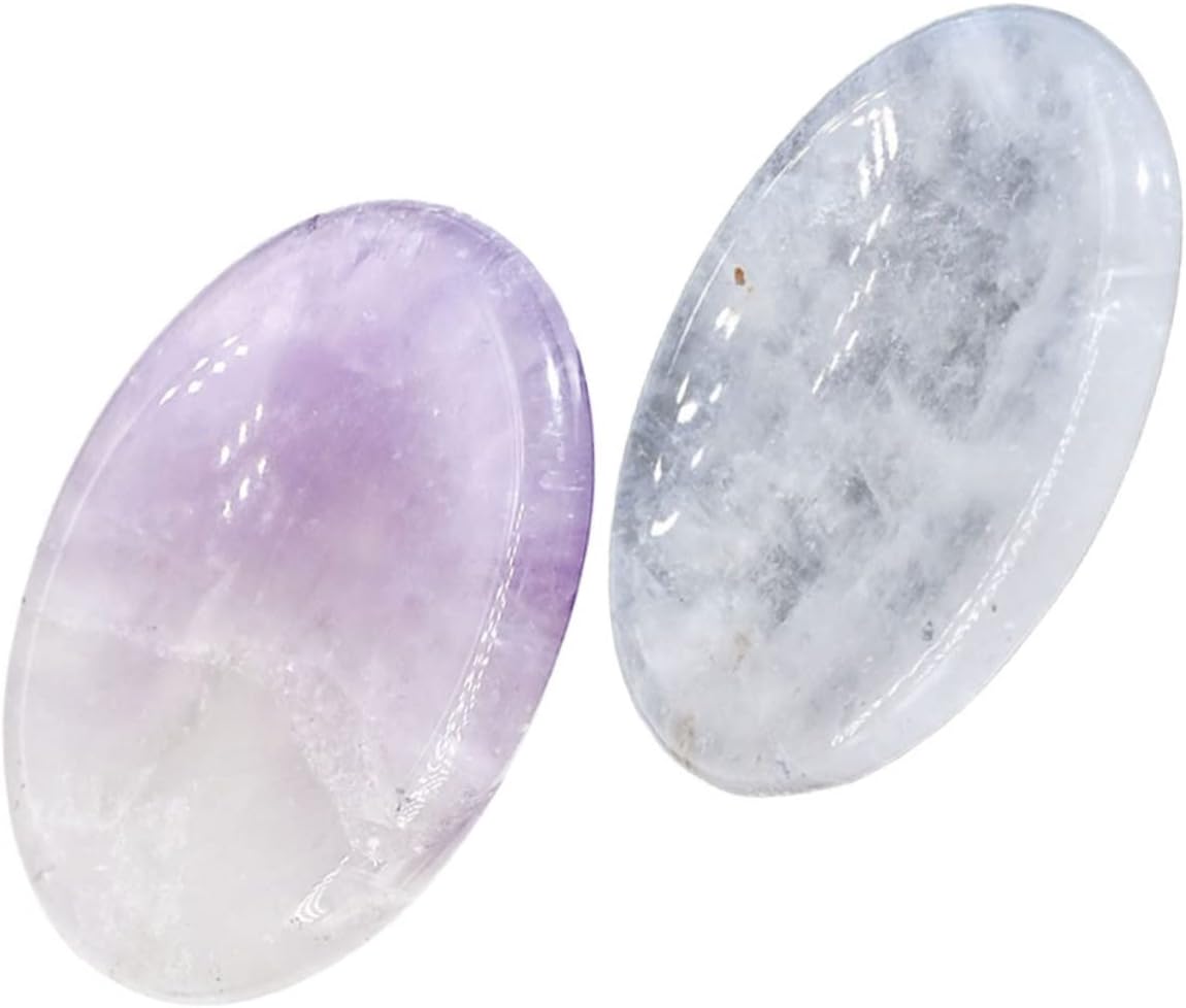 2Pcs Natural Crystal Scraping Plate Thumb Massage Stones for Relief Relaxation High Grade Rubbing Tools for Body Facial Massage