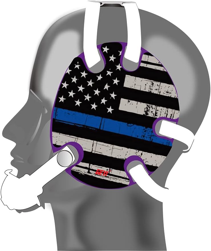 Wrestling Headgear with Thin Blue Line American Flag Wrap (Purple-Adult)
