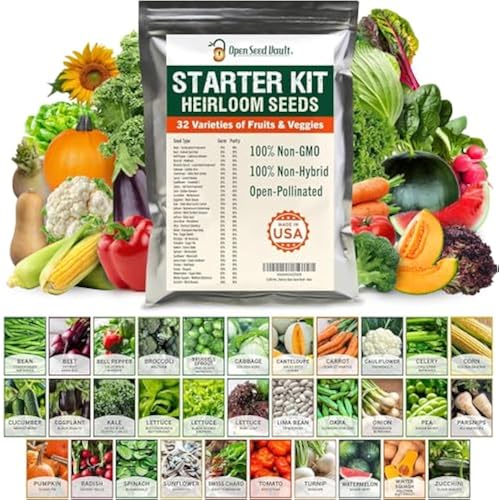 Vegetable & Fruit Seeds, 32 Packs, Non-GMO, 15,000+ Seeds