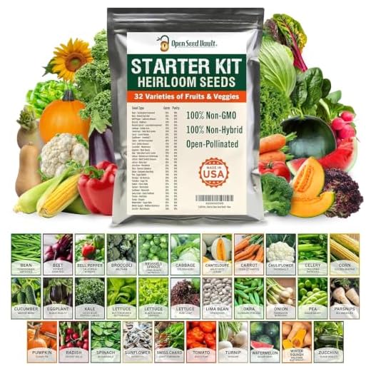 Open Seed Vault 15,000 Heirloom Seeds Non-GMO Organic for Planting Vegetables & Fruits (32 Variety Pack) - Survival Gear Food, Gardening Gifts, Emergency Supplies - Premium Quality, High Yield Produce