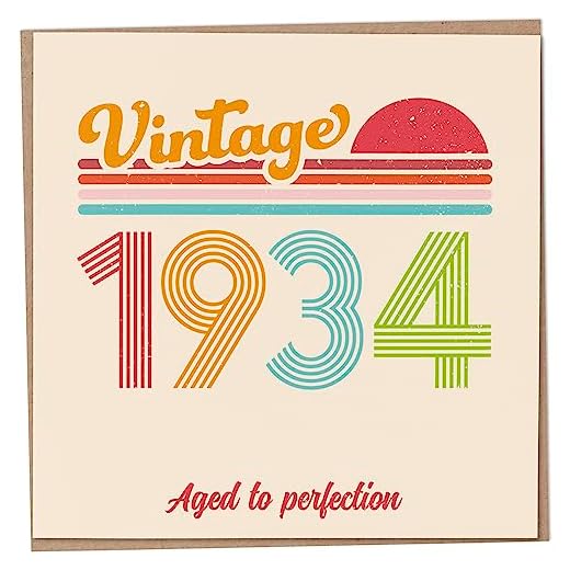 Tarjeta de cumpleaños 89 – Vintage 1934 Aged to Perfection, divertida tarjeta de felicitación para hombres y mujeres, tarjetas de cumpleaños para mujeres, tarjetas de cumpleaños para hombres, tarjeta