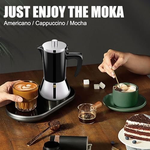 Image of 12 Cup Thickened 304 Stainless Steel Moka Pot Stovetop Espresso Maker Cafeteras Italian Percolator Espress Makers Capable Greca Mocha Coffee Machine for Induction Home and Camping 600ml 20oz