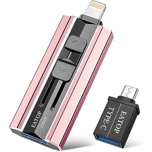 Image of EATOP 256GB Photo Stick for iPhone Flash Drive, iPhone Memory Stick Thumb Drives USB Stick External Storage Compatible with iPhone /iPad /Android /PC (Rose Gold)