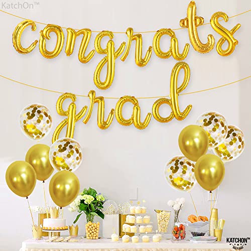 Image of Graduation Decorations 2026 | Gold Congrats Grad Balloons Banner - Script, 16 Inch | Congrats Grad Balloon for Graduation | Graduation Balloons for Congrats Grad Decorations, KatchOn