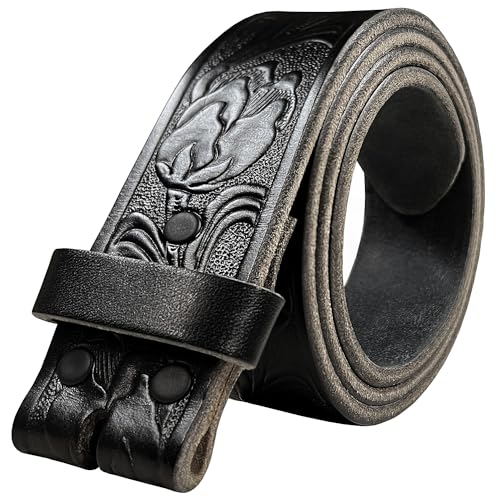 Heavy-Duty Genuine Full Grain Western Floral Engraved Tooled Leather Belt Strap 1-1/2