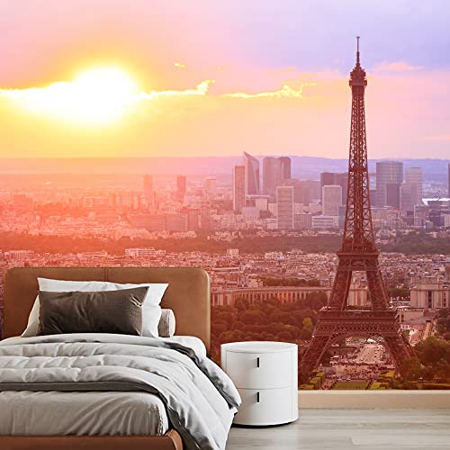 Wall26 - Eiffel Tower, Paris At Sunset. Beautiful Colors. - Removable Wall Mural | Self-Adhesive Large Wallpaper - 100X144 Inches #TOP2