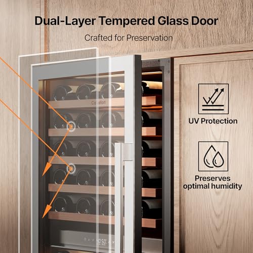 Image of Ca'Lefort 24 Inch Wine Fridge Set, 180 Bottle Capacity Dual Zone Wine Cooler Refrigerator, Built-in Glass Door Wine Fridge with Adjustable Shelves & 3 LED Lighting for Home Bar Kitchen (Two 24 inch Units)