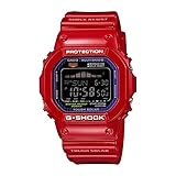Casio G-Shock Tough Solar Red Plastic Resin Case and Bracelet Black Tone Digital Dial Tide Graph...
