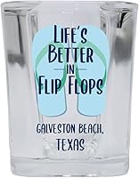 Vista 1 de R and R Imports Galveston Beach Texas Beach Souvenir - Vaso de chupito de base cuadrada de 2 onzas, paquete de 4