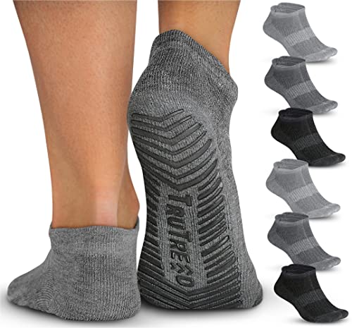 TruTread Pilates Socks with Grips for Women and Men - 6 Pairs Yoga Socks for Women | Yoga Socks for Men | Pure Barre Socks