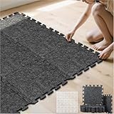 BXI Soundproof Interlocking Carpet Tiles Squares, 10 Pcs 11 x 11 x 0.4 inches Peel and Stick Flooring Tiles, High Density Non-Slip Noise Reduction Puzzle Felt Protects Hardwood Floors & Adds Cushion