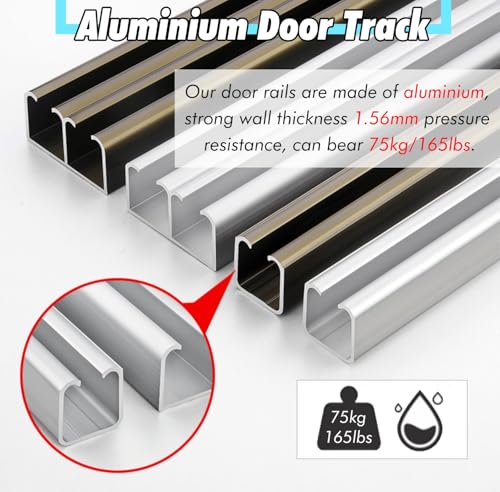 Kit de riel de doble derivación para deslizar dos puertas de armario con soporte de techo 5