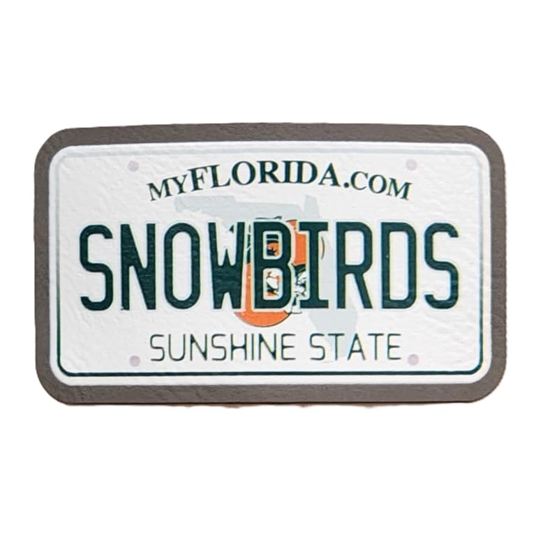 Snowbirds Florida License Plate UV Printed Leatherette Hat Patch