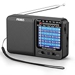 PRUNUS J-711 AM/FM/SW Radio SW1-SW7(5.5-18 MHz) Portable Radio, USB-C Charging& AA Battery Operated Radio, Excellent Reception, Small Radio with Long Antenna, Earphone Jack, Lanyard for Camping & Home