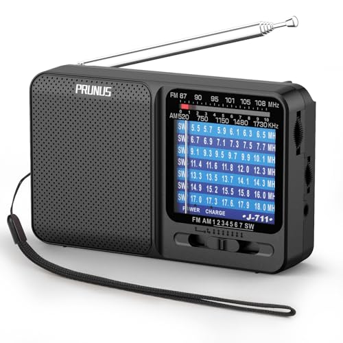 PRUNUS J-711 Portable Radio AM/FM/SW1-SW7 Shortwave Radio, USB-C Charging& AA Battery Operated,